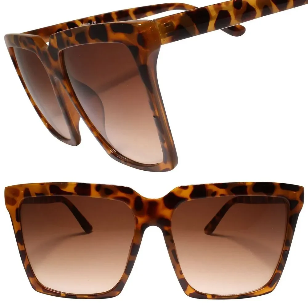 Oversized Stylish Tortoise Square Sunglasses